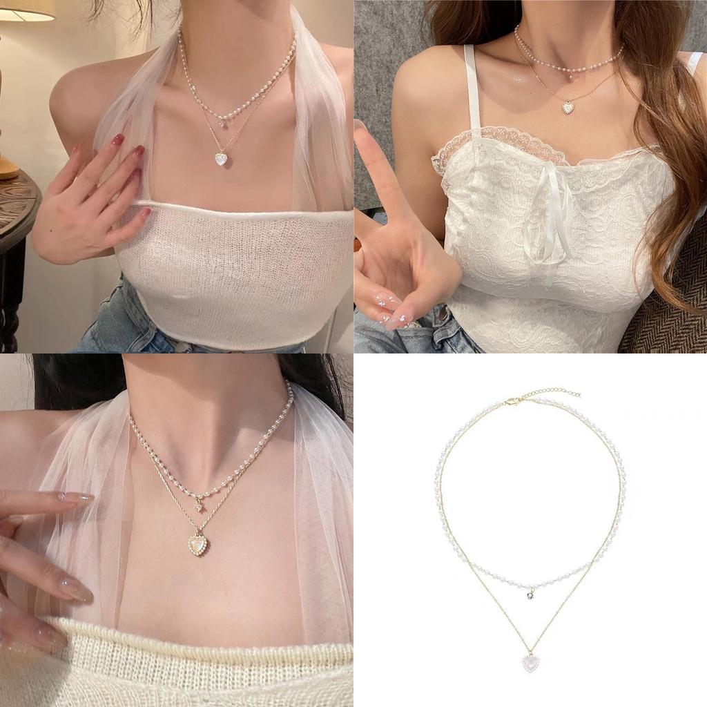 Chic Unique And Doublelayer Heart Necklace Womens Ideal Fashion