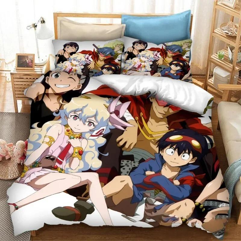 Anime Tengen Toppa Gurren Lagann Kamina Conjunto de Cama Meninos Meninas Twin Queen Size Capa de Edredom Fronha Cama Crianças Adulto