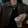Retro Doppelschicht Hip Hop Quadratische Kette Kurzes Halsband Punk Gothic Punk Schmuck für Damen Herren
