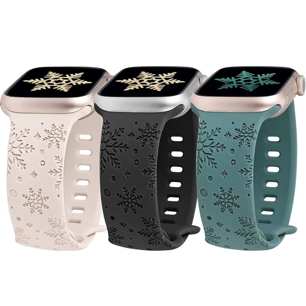 Christmas Strap For Apple Watch Bands 49mm 46mm 45mm 44mm 42 40mm Engraved Bracelet Correa IWatch Series 11 10 SE 9 8 7 Ultra2 3