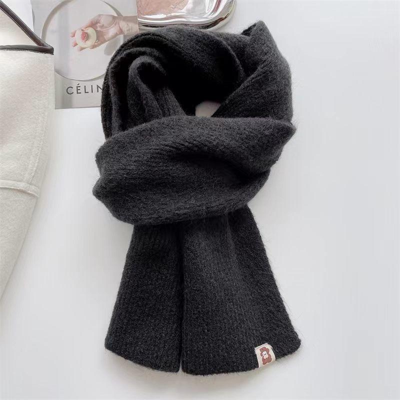 Winter Knitted Scarf Women Thick Warm Scarves Hand Made Scarves Ins Solid Color