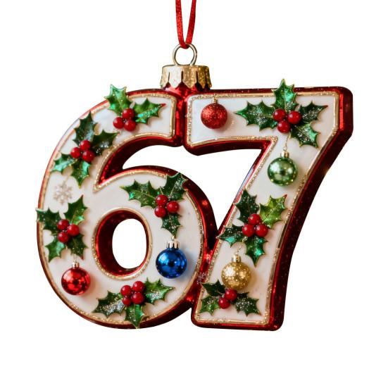 67 Christmas Ornament 2D Flat Funny Six Seven Meme Christmas Decoration