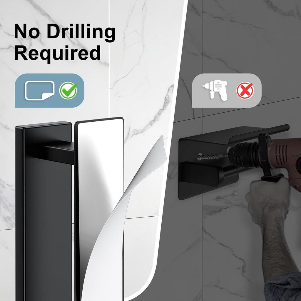 Schwarzer Edelstahl Handtuchhalter Ohne Bohren Wand Duschhandtuchregal Selbstklebend Küchenhandtuchhalter Stange Badezimmerhandtuchständer