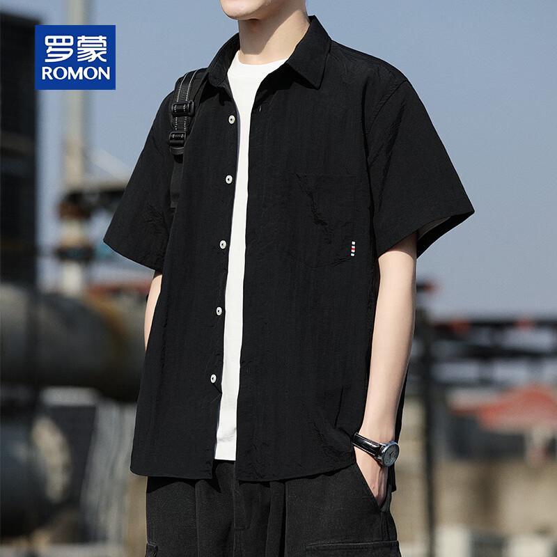 Romon Men s Business Casual Short Sleeve Shirt L