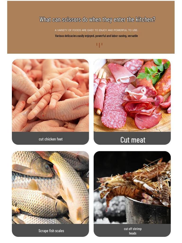 Heavy-Duty Stainless Steel Chicken Bone Scissors with Aluminum Handle, Multipurpose Kitchen and Household Use