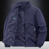 Men's Casual Jacket Stand Collar Loose Solid Color Zipper Pocket Cardigan Top