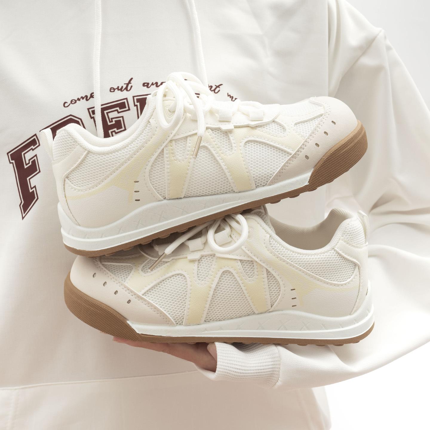 

Сетчатая белая обувь Толстая подошва Легкая женская обувь Удобная дышащая повседневная обувь Модная спортивная обувь 40