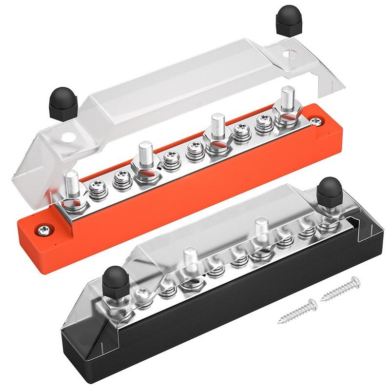 Positive Negative Bus Bar Battery Power Distribution Block 4 X M6 Car Terminal Block Studs 6 X M4 Terminal Bus Screws for Boat