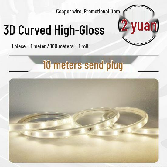 Waterproof 220V LED Strip Lights: Tri-Color, Self-Adhesive, Extra Bright for Living Room, Ceiling Trough, and Outdoor Use