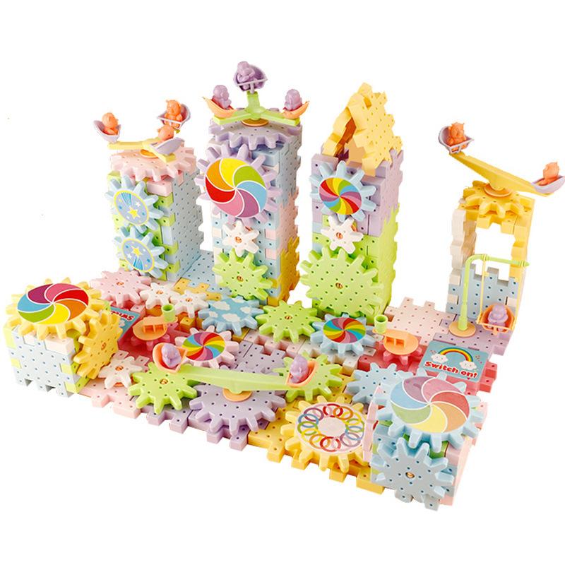 Großes 3D Elektrisches Zahnradmodell Bausteine Kunststoff Kinderhaus Blöcke Steine Pädagogisches Konstruktionsspielzeug für Kinder Geschenke