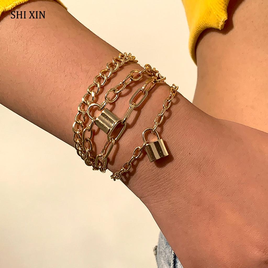 Charms Padlock Hand Chain Bracelets 