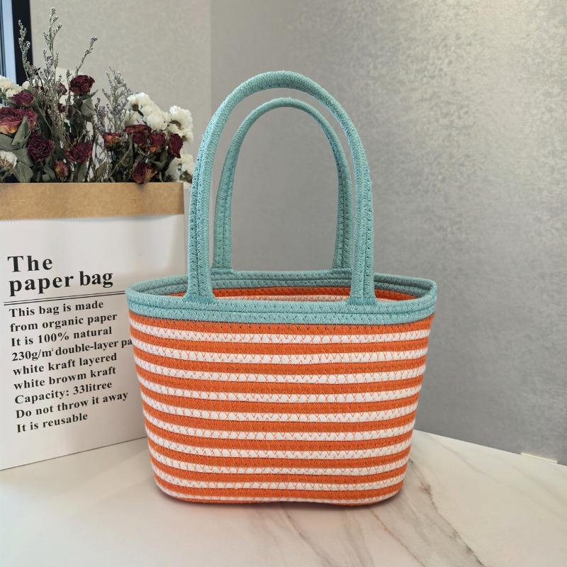 Dachshund Woven Bag Bucket Bag Tide Contrasting Color Cotton Rope Woven Puppy Shoulder Bag Large Capacity Tote Bag Gift