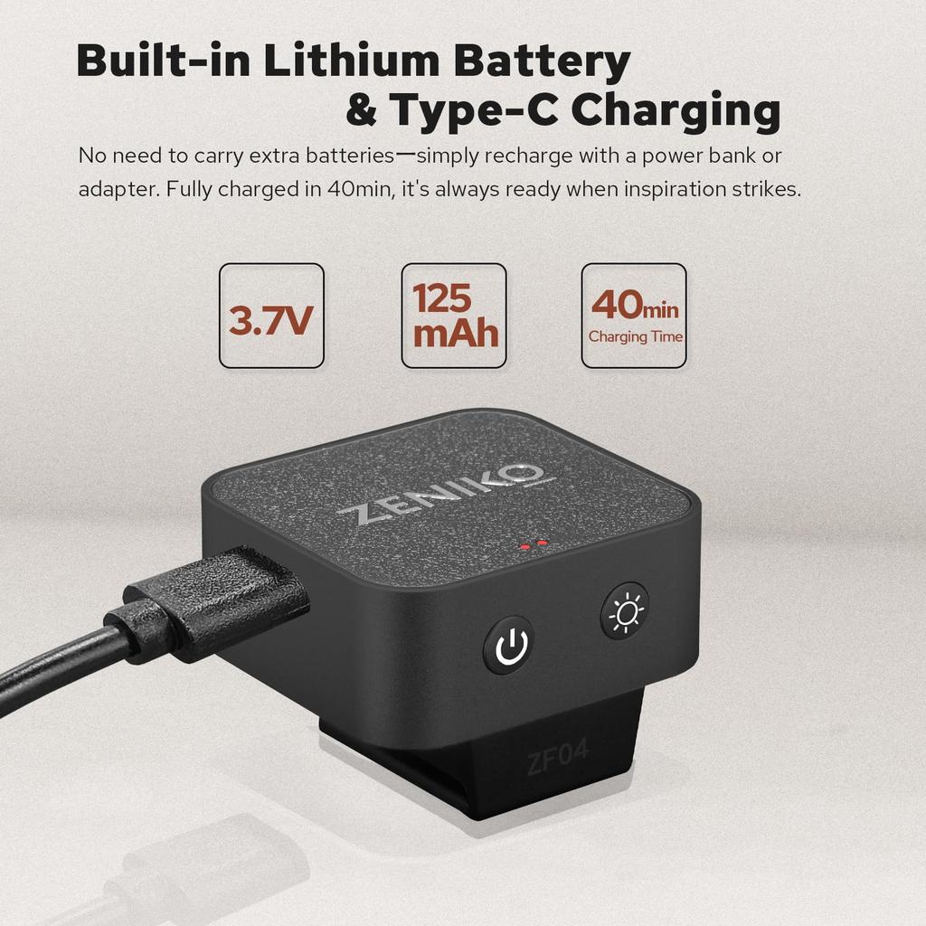 ZF04 Lightweight Mini Flash CCT 372 Full Power Flashlight with Universal Hot Shoe Mount On-Camera Flash, Speedlite, 6500K±200K, (Black)