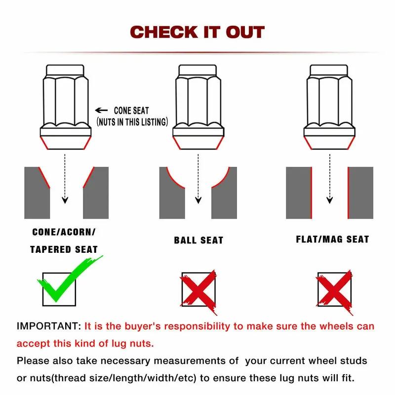 4 Anti Theft Nuts+2keys 33mm Safety Wheel Nuts Secrets M12x1.5 Rims Auto Accessories for Chevrolet Mitsubishi Mazda Kia