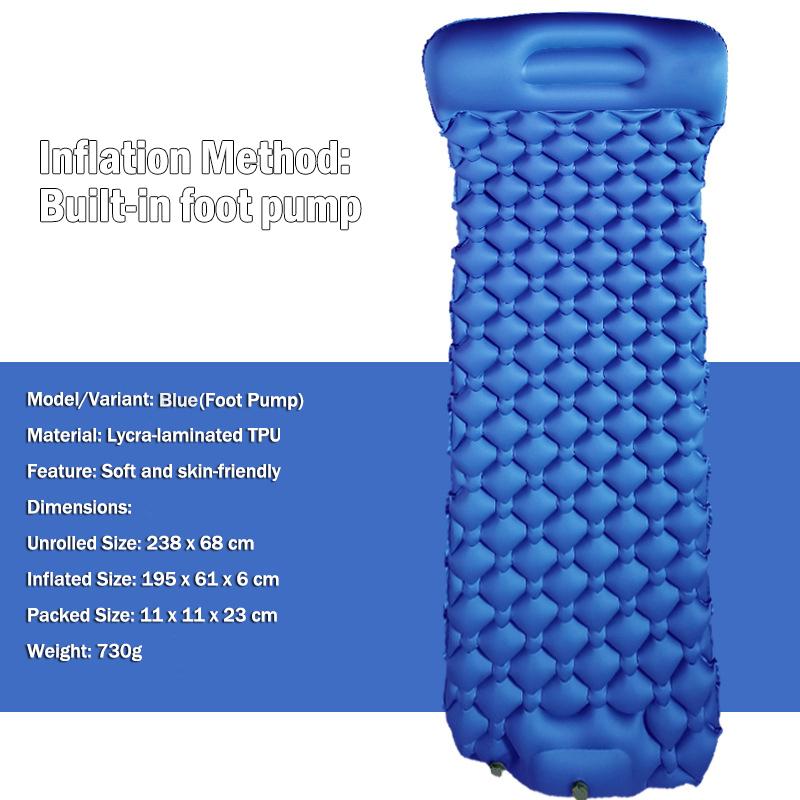 Inflatable Mattress with Pillow Camping Mat Moisture-Proof Thickened Eco-friendly Portable Foldable Sleeping Pad for Outdoor