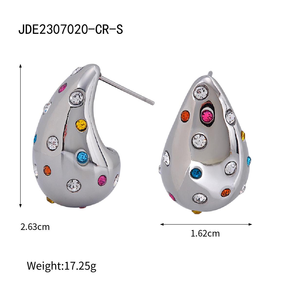 

2024 Summer Women s Colorful Rhinestone Teardrop Stud Earrings - Stainless Steel, Niche Design