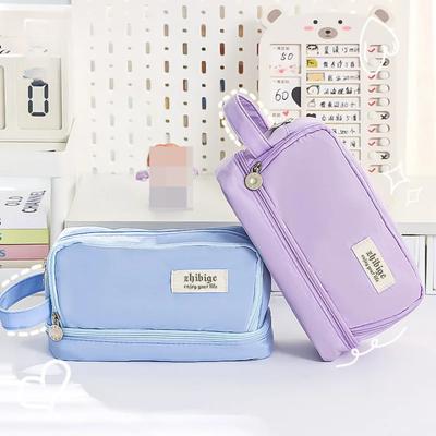 Federmäppchen Doppelschichtig Großes Fassungsvermögen Klassifizierung Aufbewahrung Federmäppchen Wasserdichtes Tuch Schule Make-up Tasche Stifttasche Stift