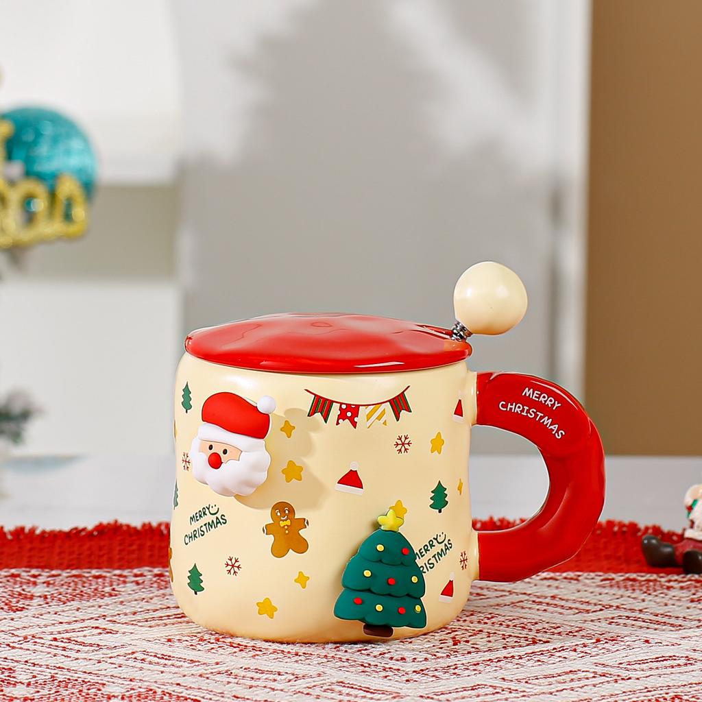 Magnetic Christmas mug high value cute ceramic cup couple with lid spoon office coffee cup couple water