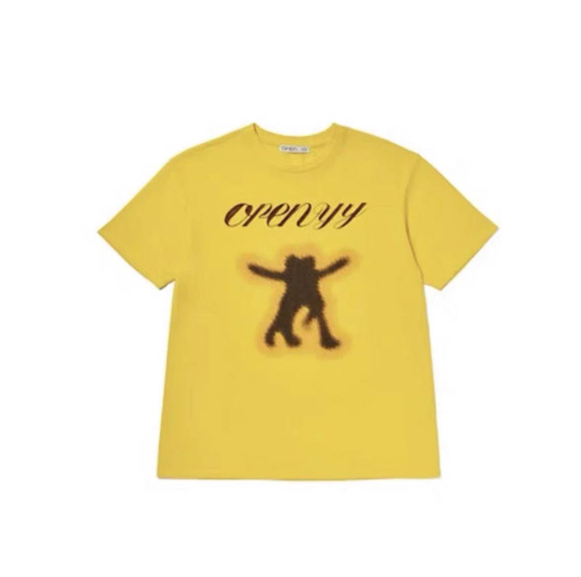 

Уличная одежда Граффити Принт Унисекс Свободная Футболка с Коротким Рукавом Medium жёлтый