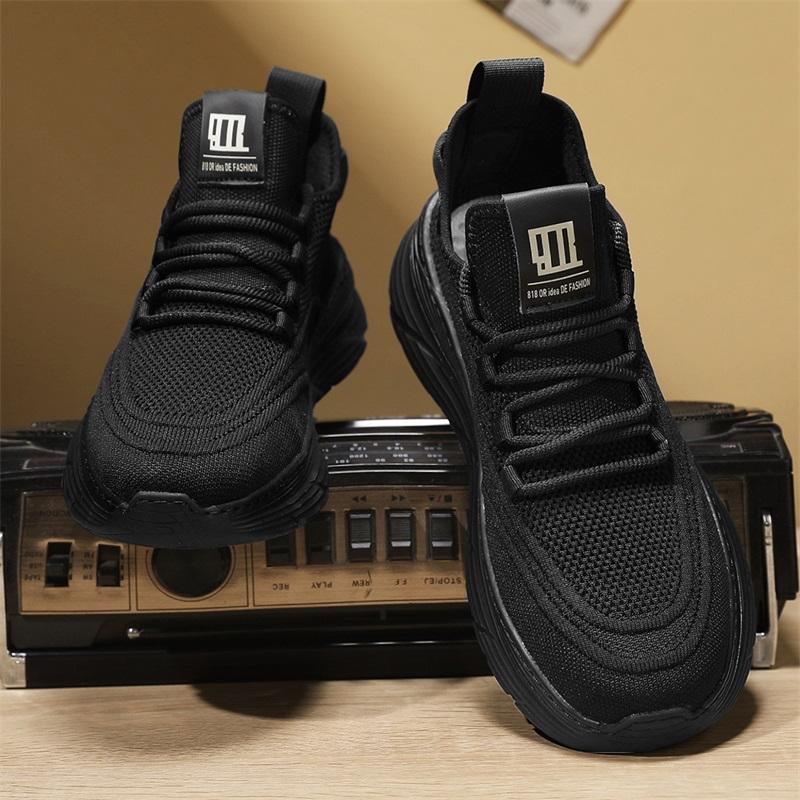 Fashion Black 2025 New Breathable Flying Woven Men's Shoes Spring and Summer Leisure Sports Shoes Lightweight Men's Net Cloth Shoes