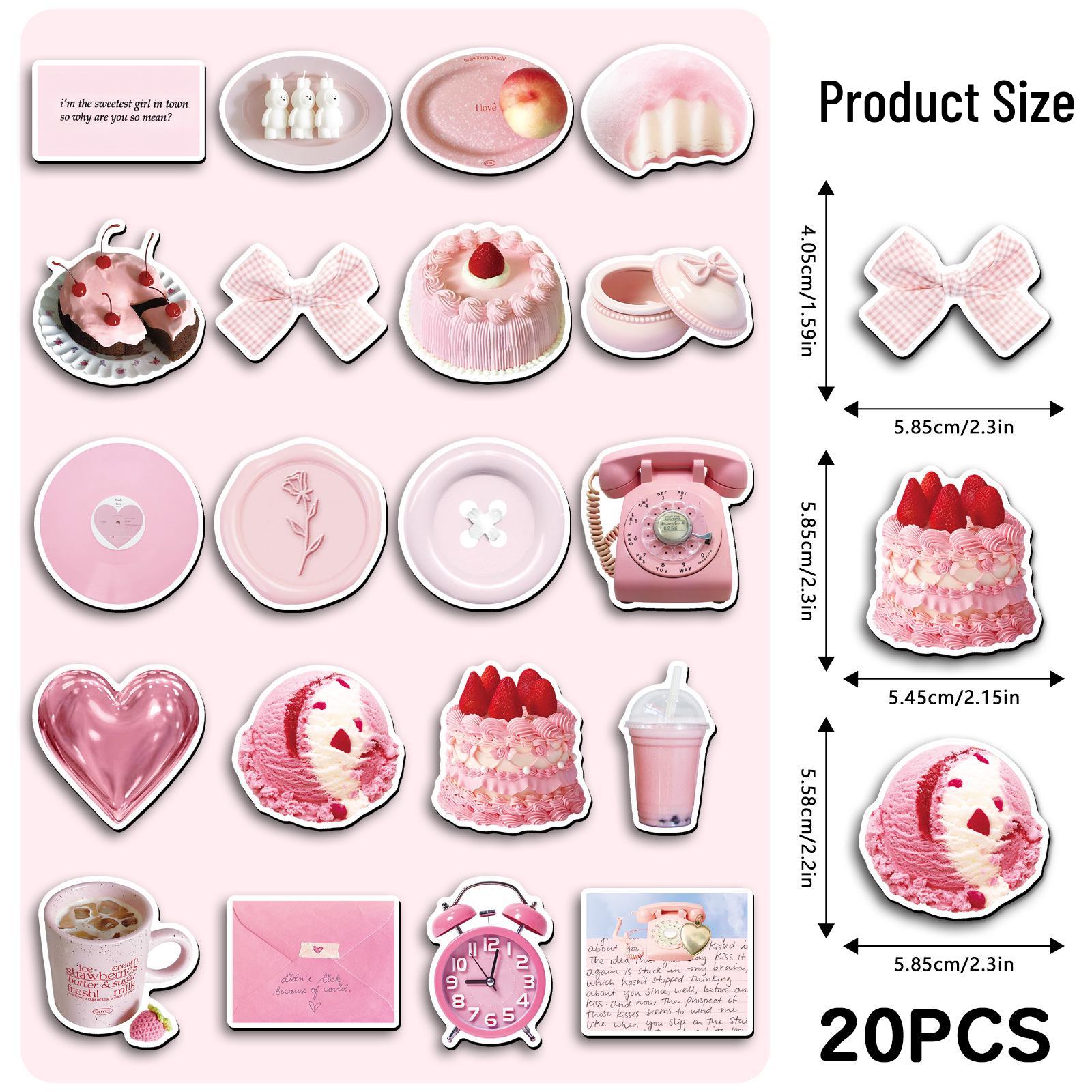 

20-Piece Pink Cartoon Sweet Heart Cake Refrigerator Magnets 5.5-8.5 CM