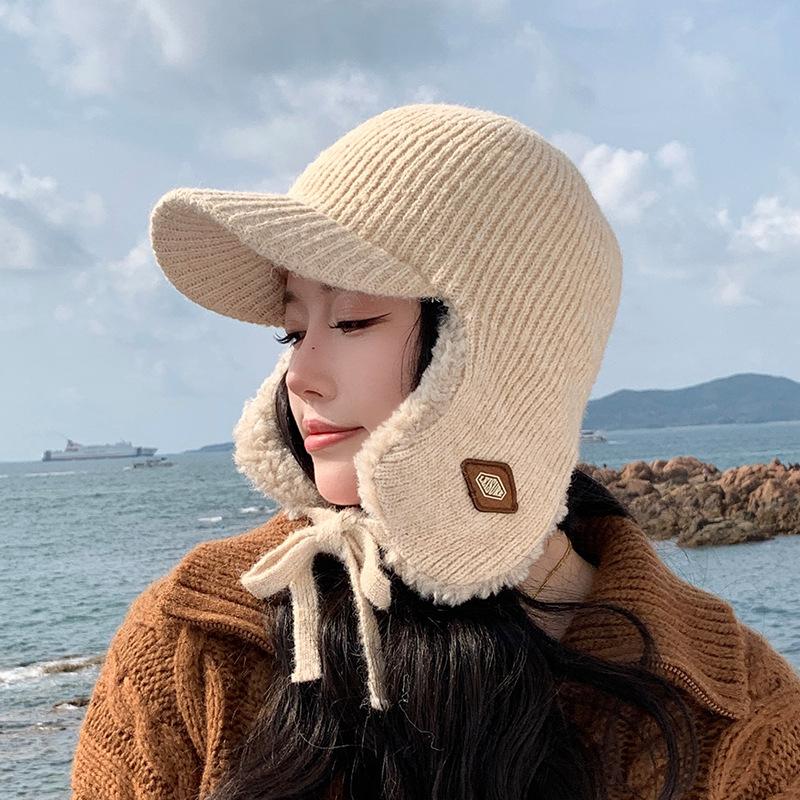 Winter Fleece Cold Hat Children Thickened Warm Lei Feng Hat Outdoor Windproof Ear Protector Knitted Wool Hat