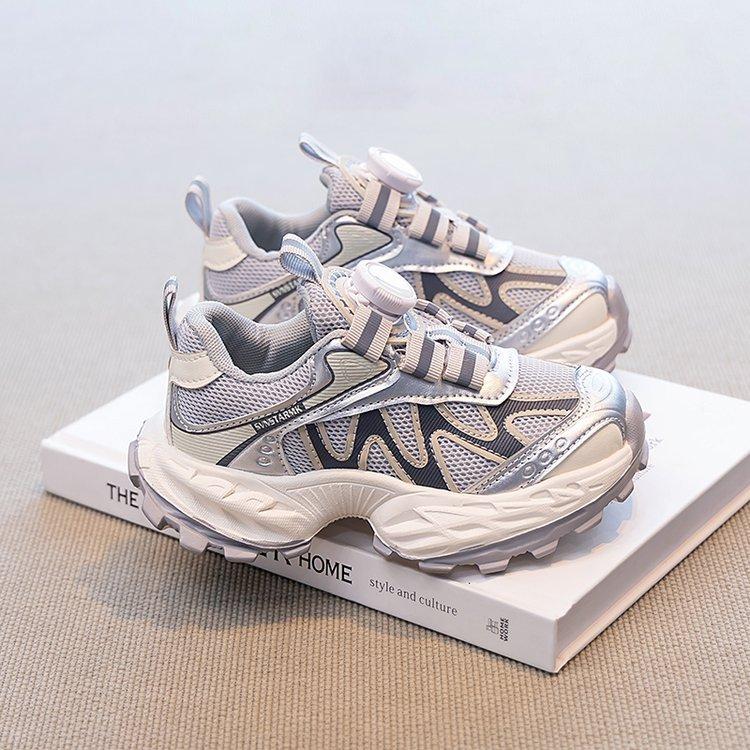 

Girls shoes 2025 new autumn breathable children s running sneakers girls lightweight soft-soled dad shoes explosion 37 yards inner length 23cm серебряный