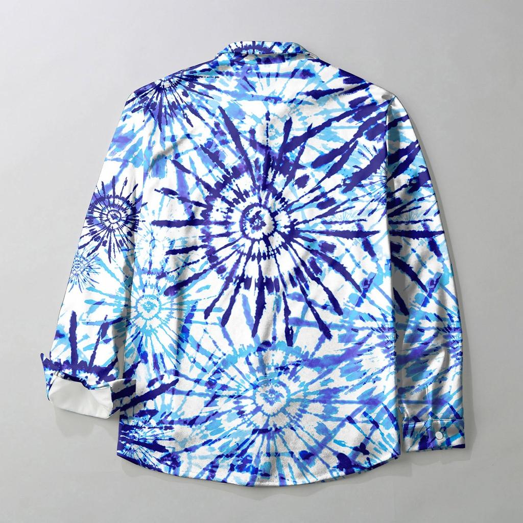 Pánská módní ležérní bunda s klopou na knoflíky a dlouhým rukávem s potiskem cardigan