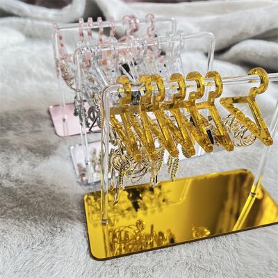 Gold Silver Rosegold Polymer Clay Soft Pottery Earrings Stand Organizer Hanger Shape Tabletop Jewelry Display Holder For Earring