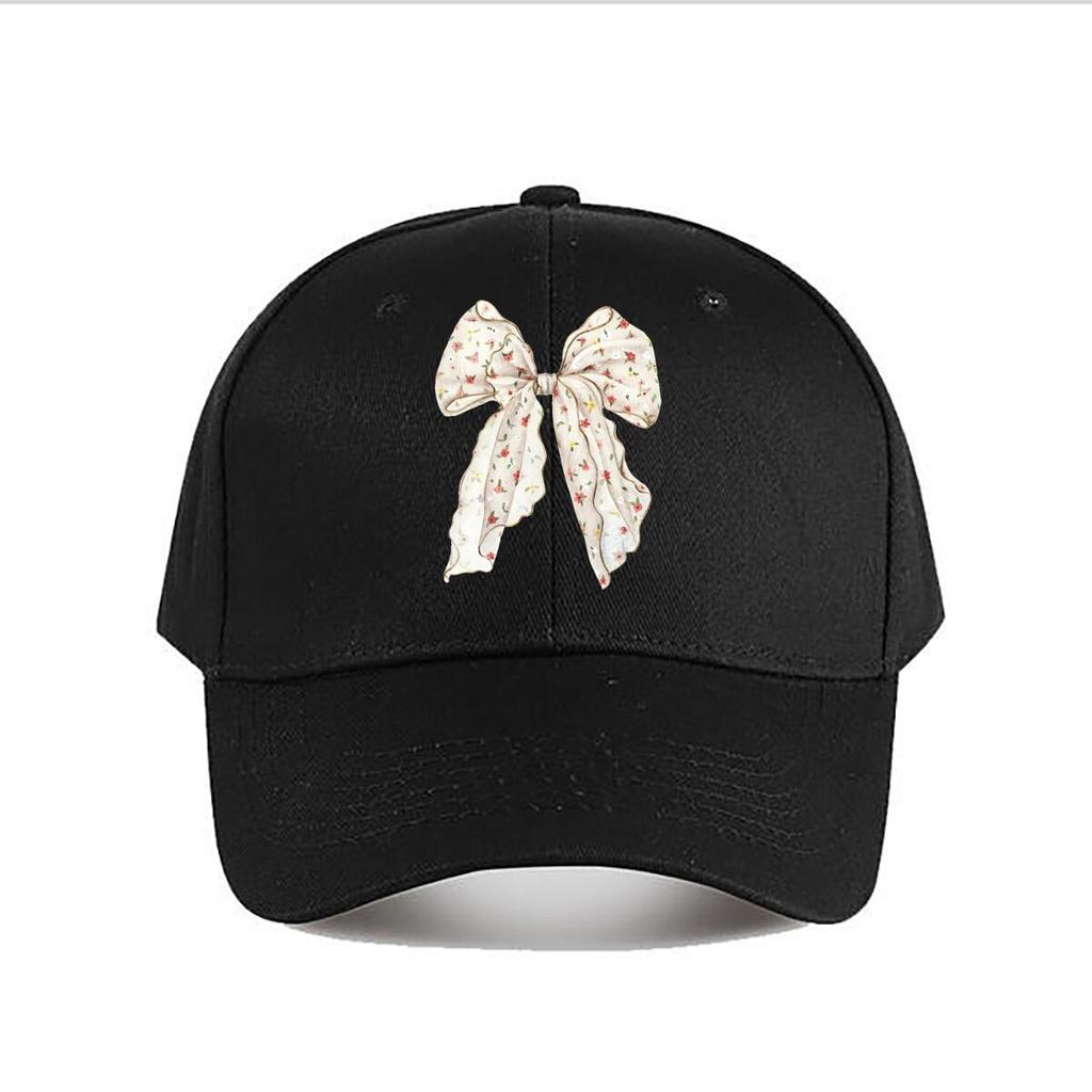 Floral Silk Hair Bow With Gold Trim Baseball Cap Fashion Unisex Sunhat Womens Outdoor Sports