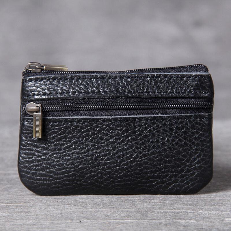 Primul strat din piele de vacă Mini mic Suport card de schimb Nou retro din piele lucrată manual Husă pentru permis de conducere Geantă cu fermoar pentru monede Poșete subțiri Portofel