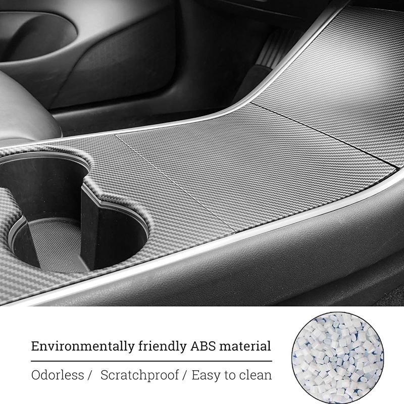 Center Console Protector Cover for Tesla Model 3 Model Y 2017-2020 Center Console ABS Carbon Pattern Panel Car Accessories