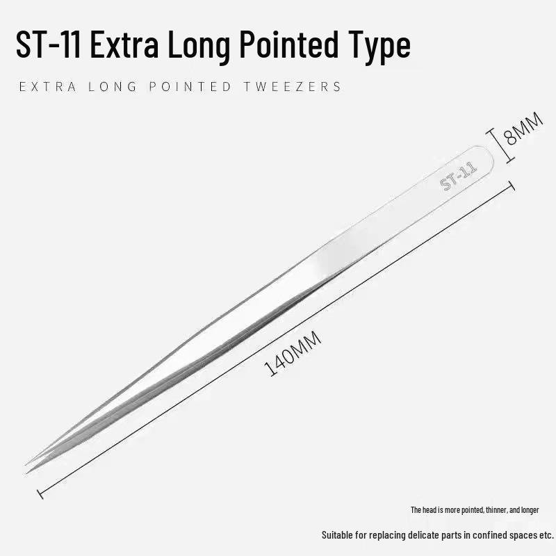High Precision 304 Stainless Steel Pointed Tip Tweezers for Electronics and Hair Tweezing
