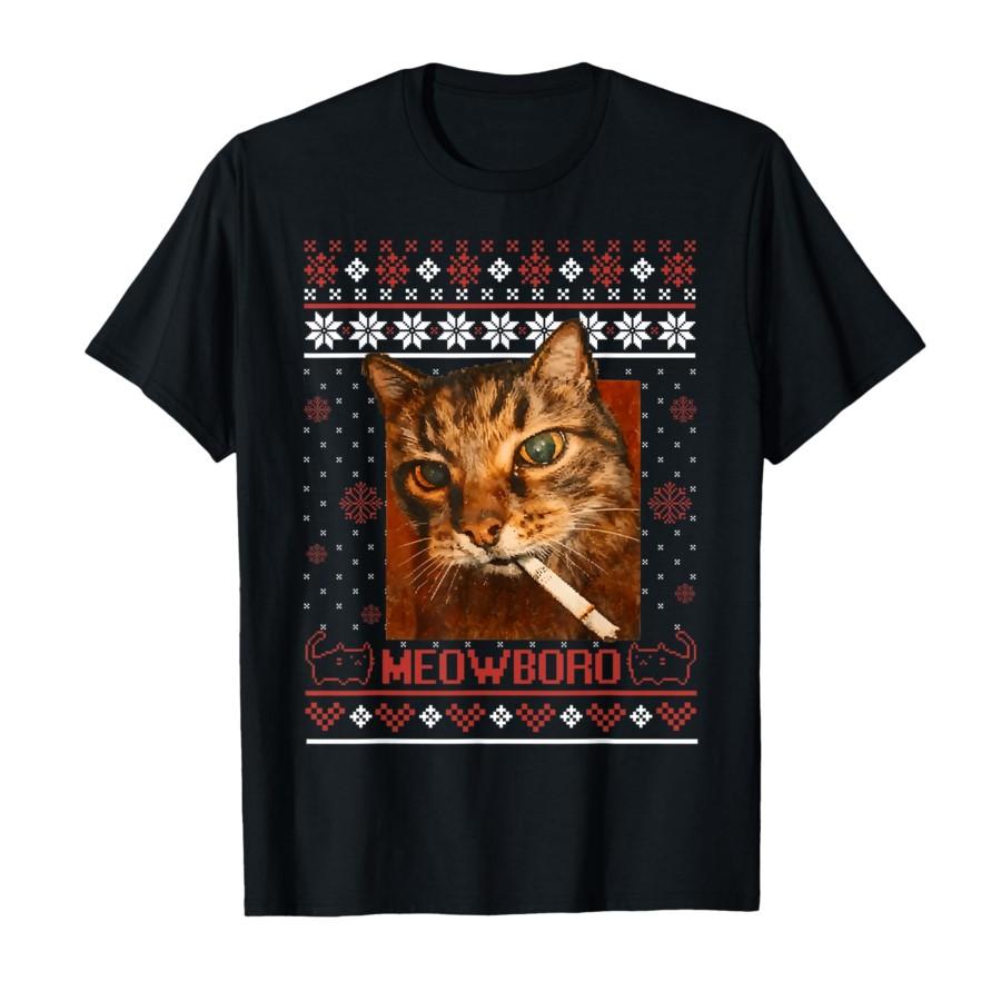 

Funny Meow Polo Smoking Cat Ugly Christmas Emoji T-shirt Short-sleeved Top Women Clothing Fashion Graphic T Shirts Personalit... S разноцветный