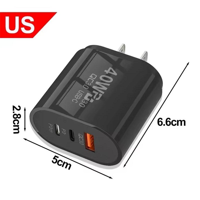 40W USB Type C Charger Dual PD Fast Charging Adapter EU/US Plug For iPhone Samsung Xiaomi Huawei Phone Quick Charge 3.0 Charger
