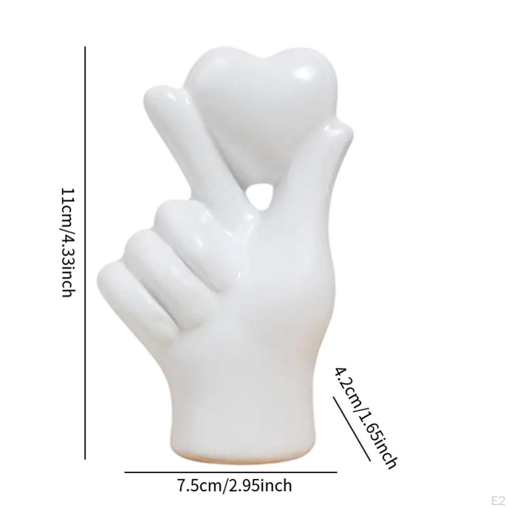 Heart Shaped Hand Sculpture Resin Figure for Table Display 7.5x4.2x11cm Collectible