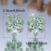 Cute Female Green Zircon Flower Stud Earrings Silver Color Wedding  For Women