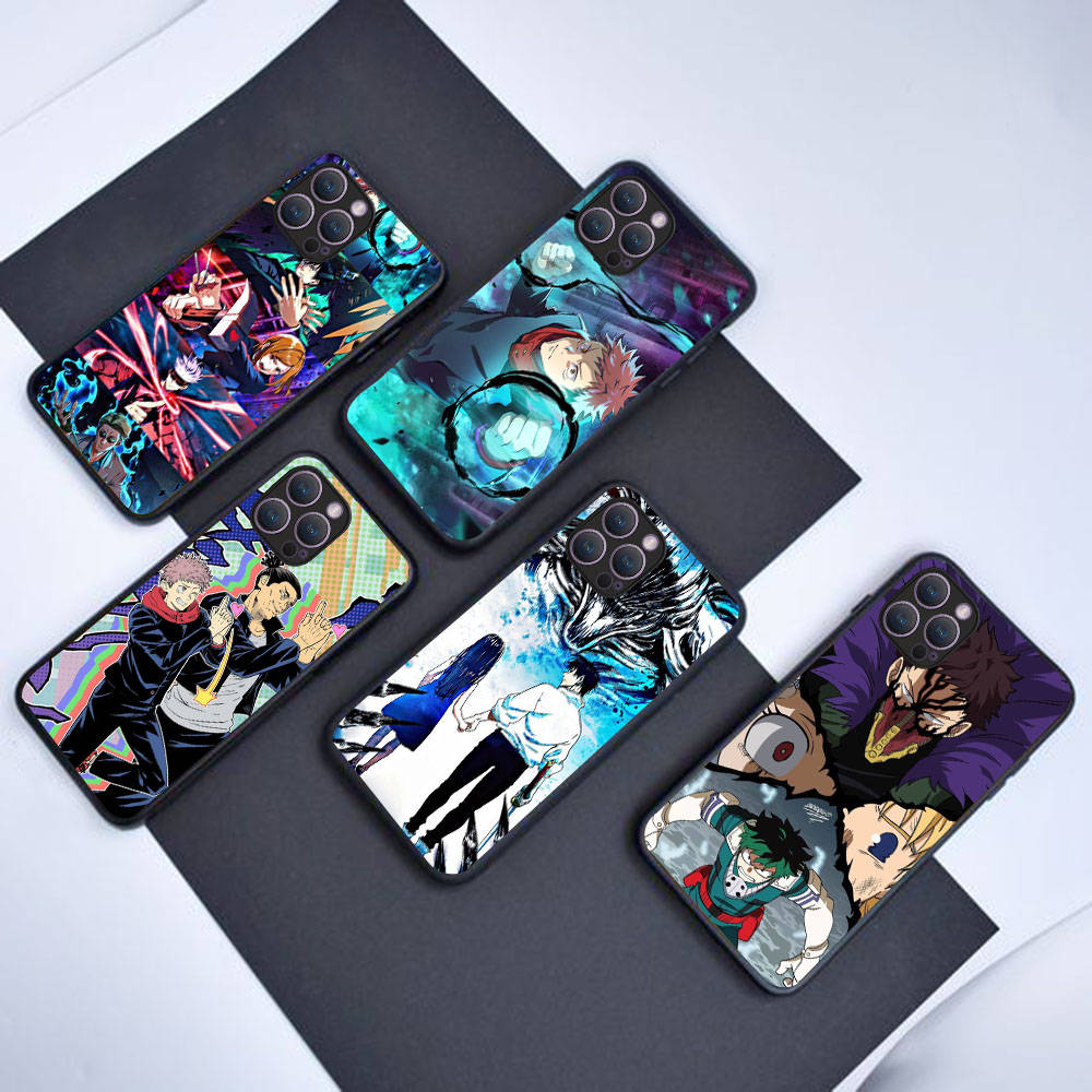 BW-28 Jujutsu Kaisen Soft Black Case for iPhone XR 14 15 11 12 13 6 7 8 X XS Pro Max Samsung S22 S23 S21 S24 FE Ultra S8 Plus