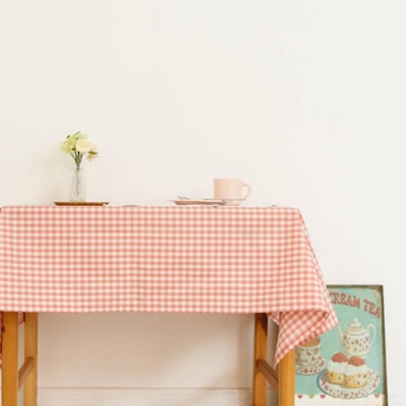 Melancheck Peach Pink Waterproof Tablecloth