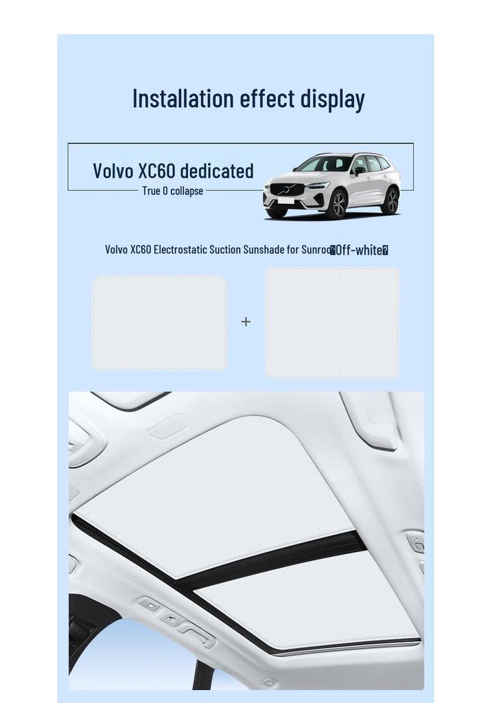 Silicone Suction Sunshade for Volvo C40, XC40, XC60, XC90, S60, S90, V60, V90 Sunroofs