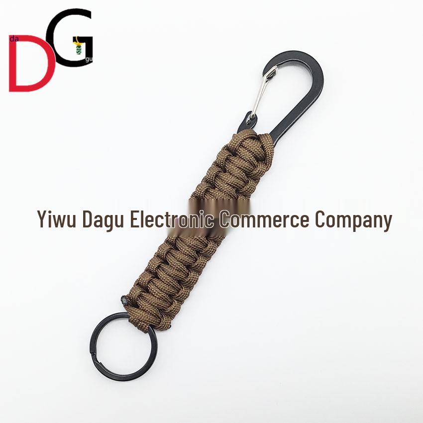 Paracord Woven Keychain with Black Mountaineering Clip for Outdoor Use