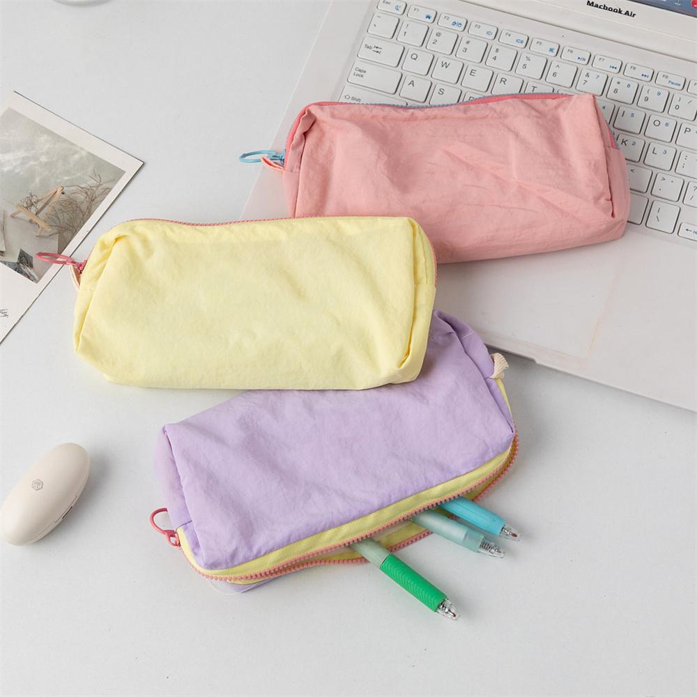 Macaron Einzelfarbig Einfache Federtasche Große Kapazität Tragbare Aufbewahrungstasche Minimalistische Schreibwarentasche für Stifte