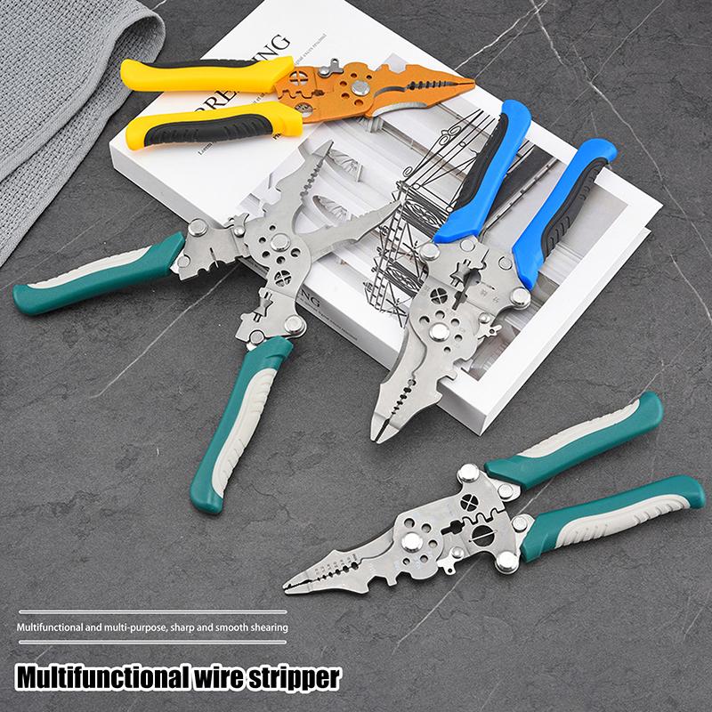 1Pcs Multifunctional Foldable Wire Stripper Crimper Cable Cutter Pliers Electrician Cable Cutting Wiring Pulling Stripping Tools