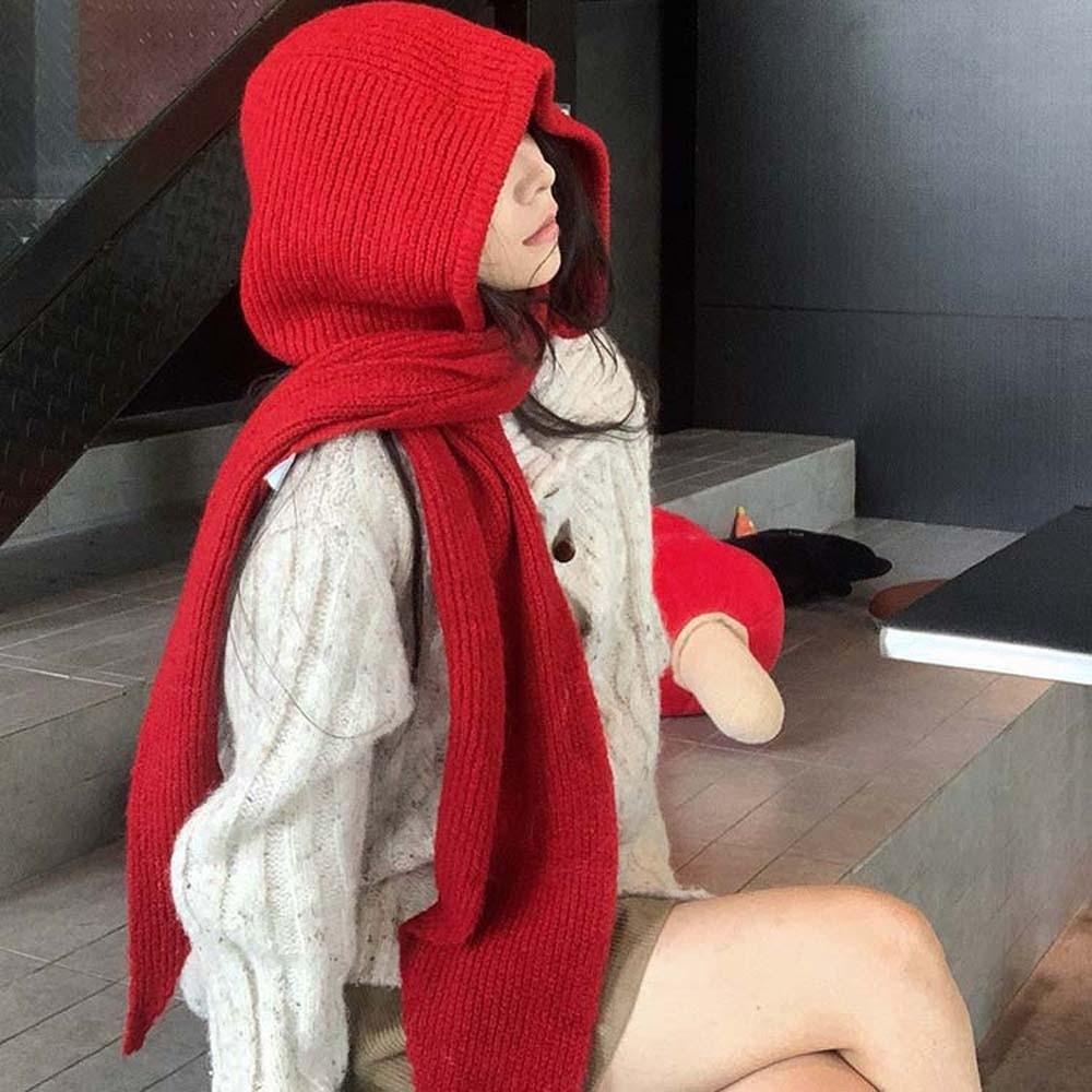 Soft Neck Collar Beanies Cap Triangular Winter Neckerchief Hat Versatile Knitted Hooded Cap  Warmer