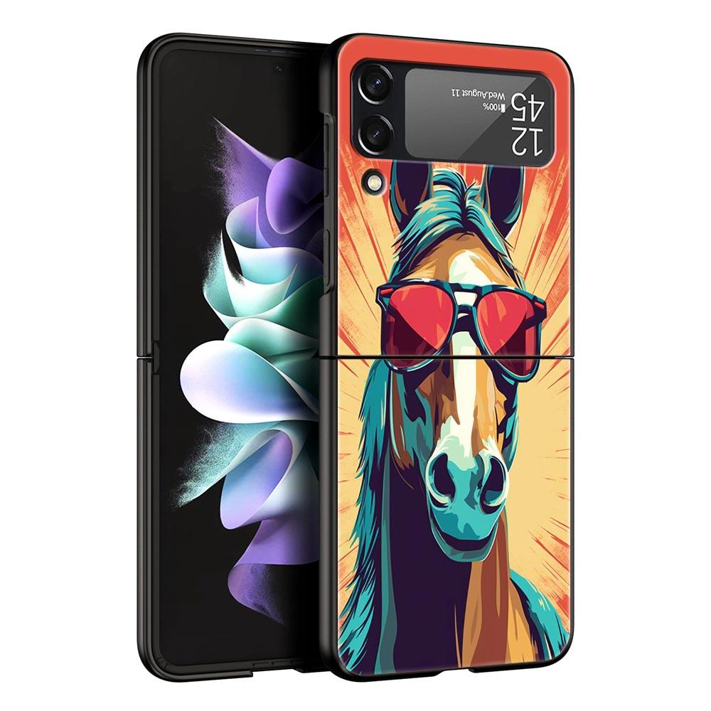 

Чехол для рисования галопирующей лошади для Samsung Z Flip 3 4 5, складной мобильный чехол для Samsung Z Flip3 Flip4 Flip5, жесткий чехол для ПК Samsung Z Flip 5