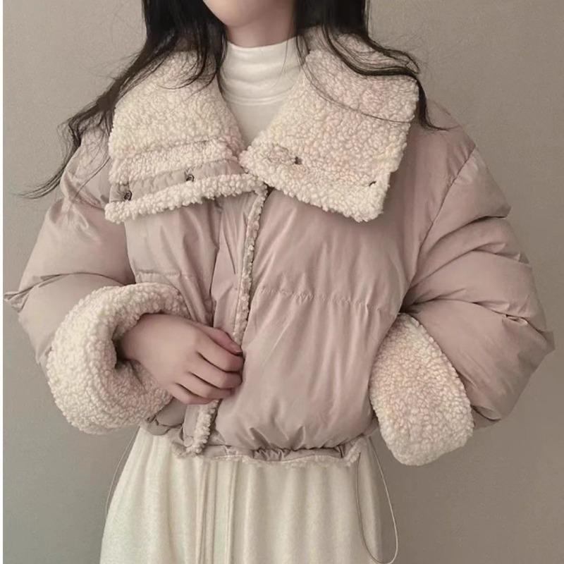 Winter Women's Tops Jacket Cotton Coat Versatile Skinny Long Sleeve Lapel Short Warm Thickened Vintage Comfortable Versatile