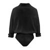 Damen Office Bluse Bodysuit Top Knopfleiste Kragen Langarm Einteiler Arbeitshemd Lässig Lockerer Schnitt Business Tops