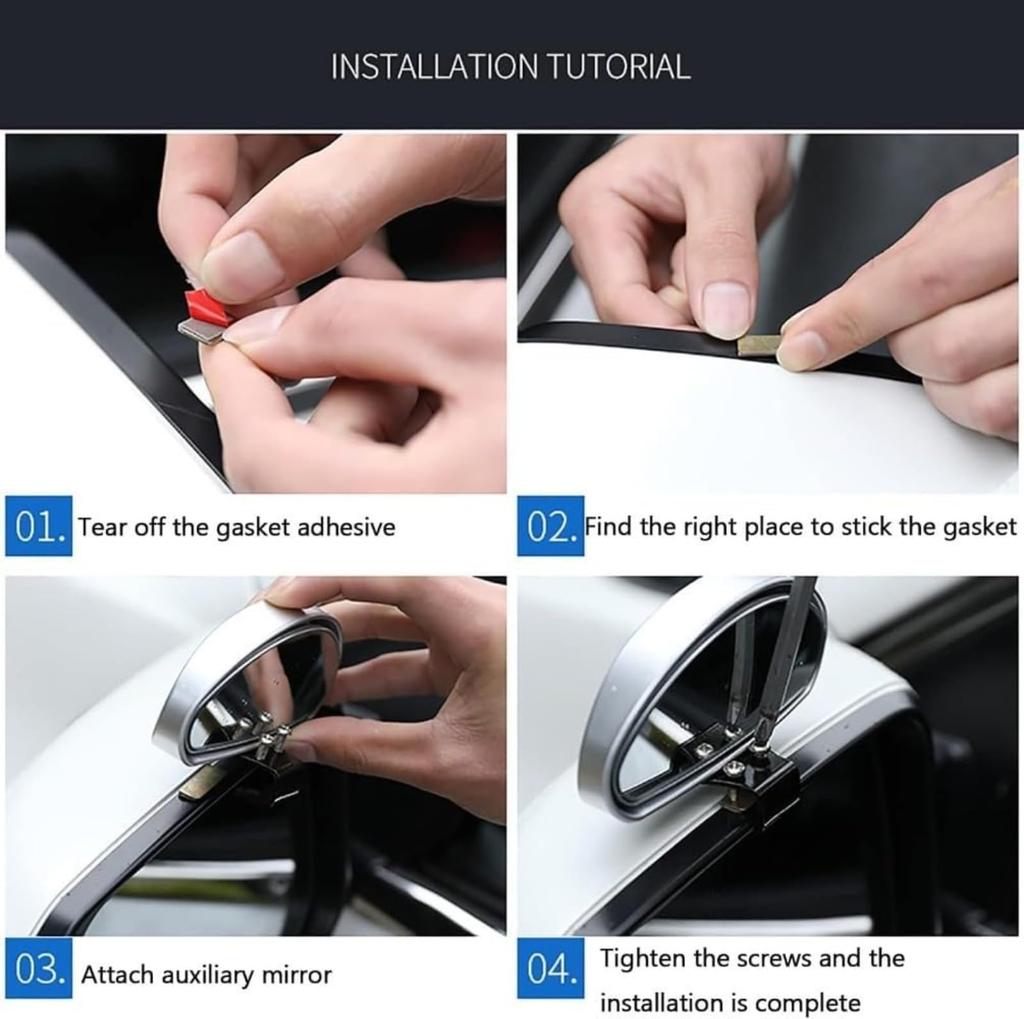 Taefyiasz Car Side Mirror, Auxiliary Mirror, Wide Angle, Magnified View, Universal Type, Easy to Install, Improves Night Visibility