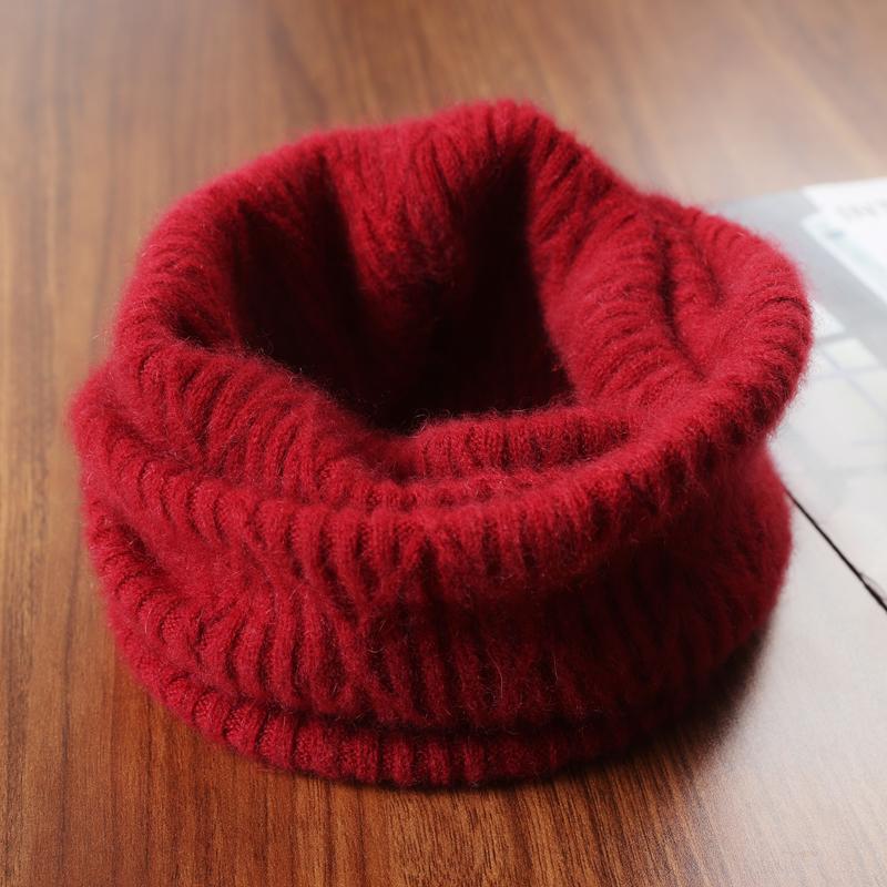 100% Wolle Gestrickter Rollkragenschal Winter Herbst Warm Weich Ringschals Muster Nackenwärmer Mode Snood Stirnband Damen Falsch