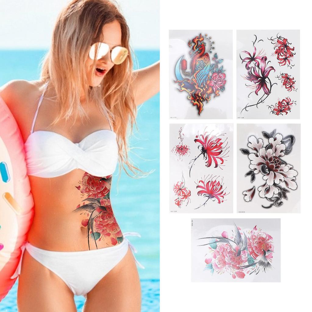 Women Flower Pattern Waterproof Tattoo Sticker Arm Back Exquisite Temporary Tattoo Sticker
